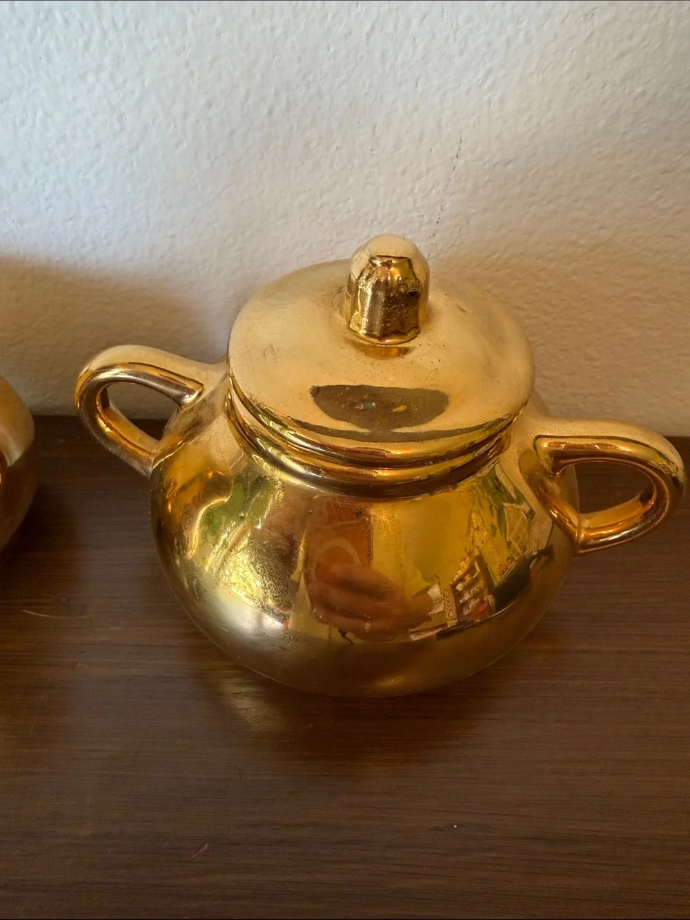 Hand Decorated 22k Gold Ceramic Creamer and Sugar Set